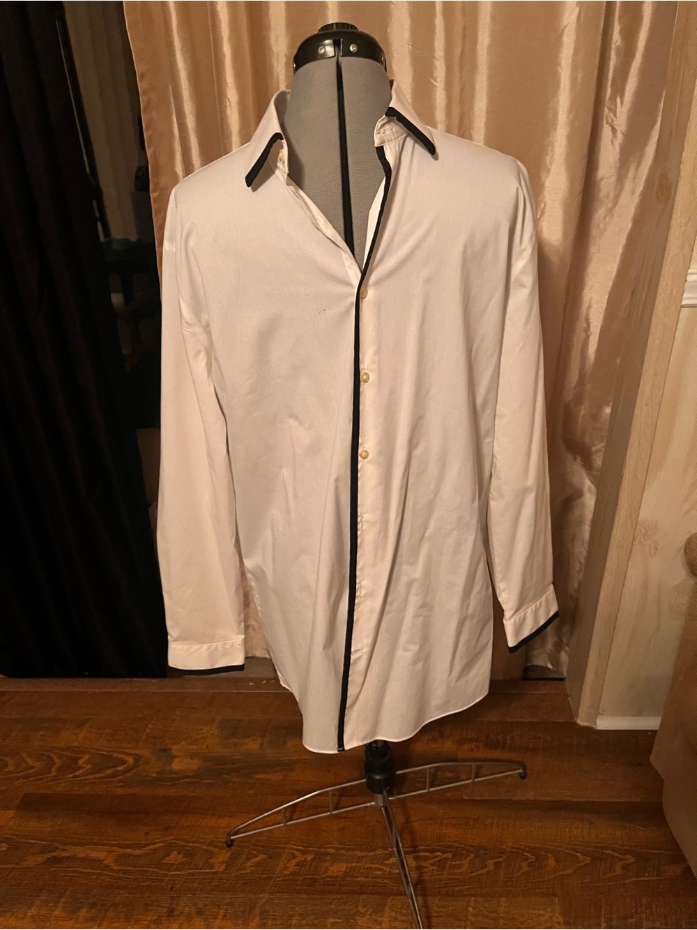 jf j.ferrar White Dress Shirt with Black Trim